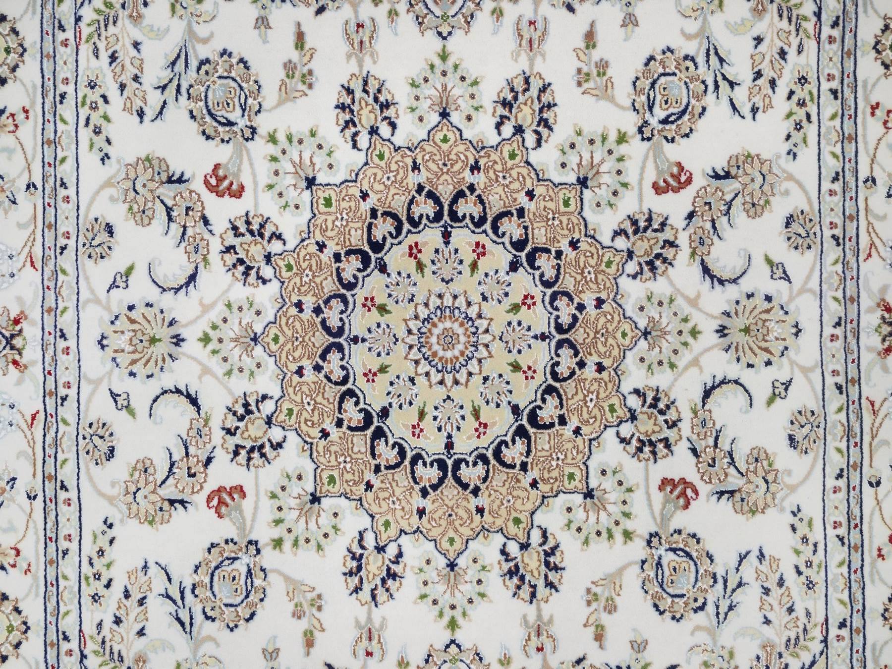 Nain Fine Oriental hand-knotted wool/silk rug in Ivory, 5'10" x 9'1" — SKU O092572 (view 8)