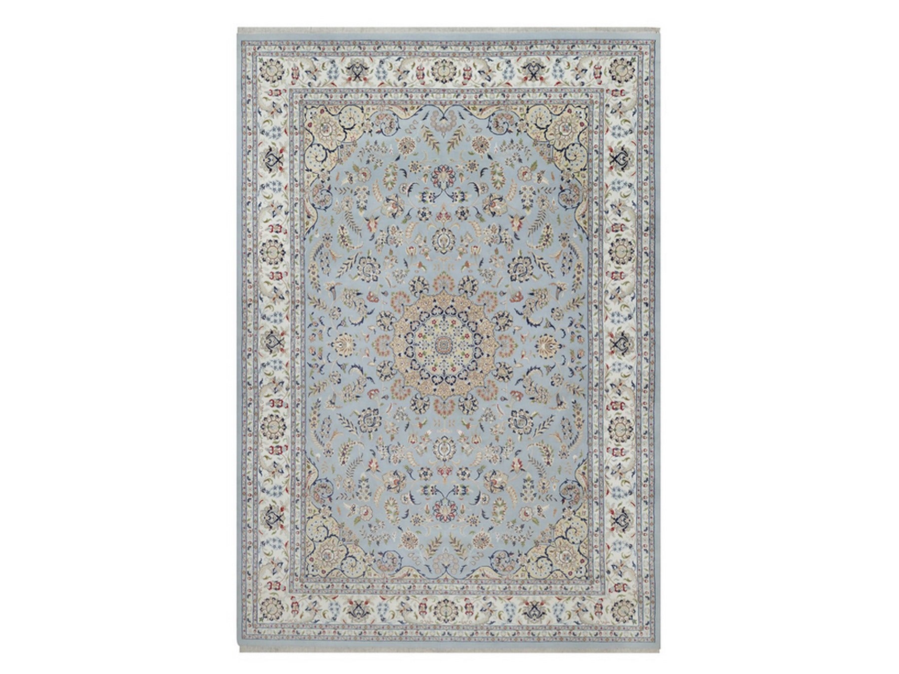 Blue 9'9" x 14'3" Fine Oriental Hand knotted Wool/Silk Rug - Sku: O092575