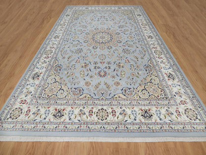 Nain Fine Oriental hand-knotted wool/silk rug in Blue & Ivory, 9'9" x 14'3" — SKU O092575 (view 2)
