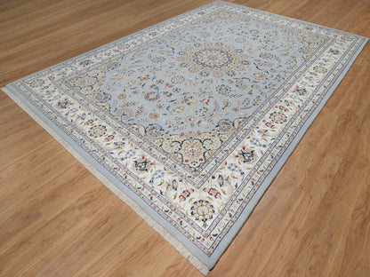 Blue 9'9" x 14'3" Fine Oriental Hand knotted Wool/Silk Rug - Sku: O092575