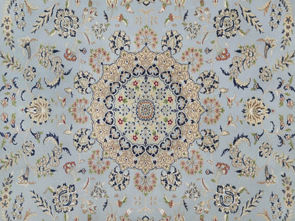Blue 9'9" x 14'3" Fine Oriental Hand knotted Wool/Silk Rug - Sku: O092575