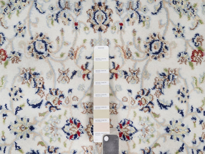Nain Fine Oriental hand-knotted wool/silk rug in Ivory & Midnight Blue, 3'2" x 5'4" — SKU O092576 (view 4)