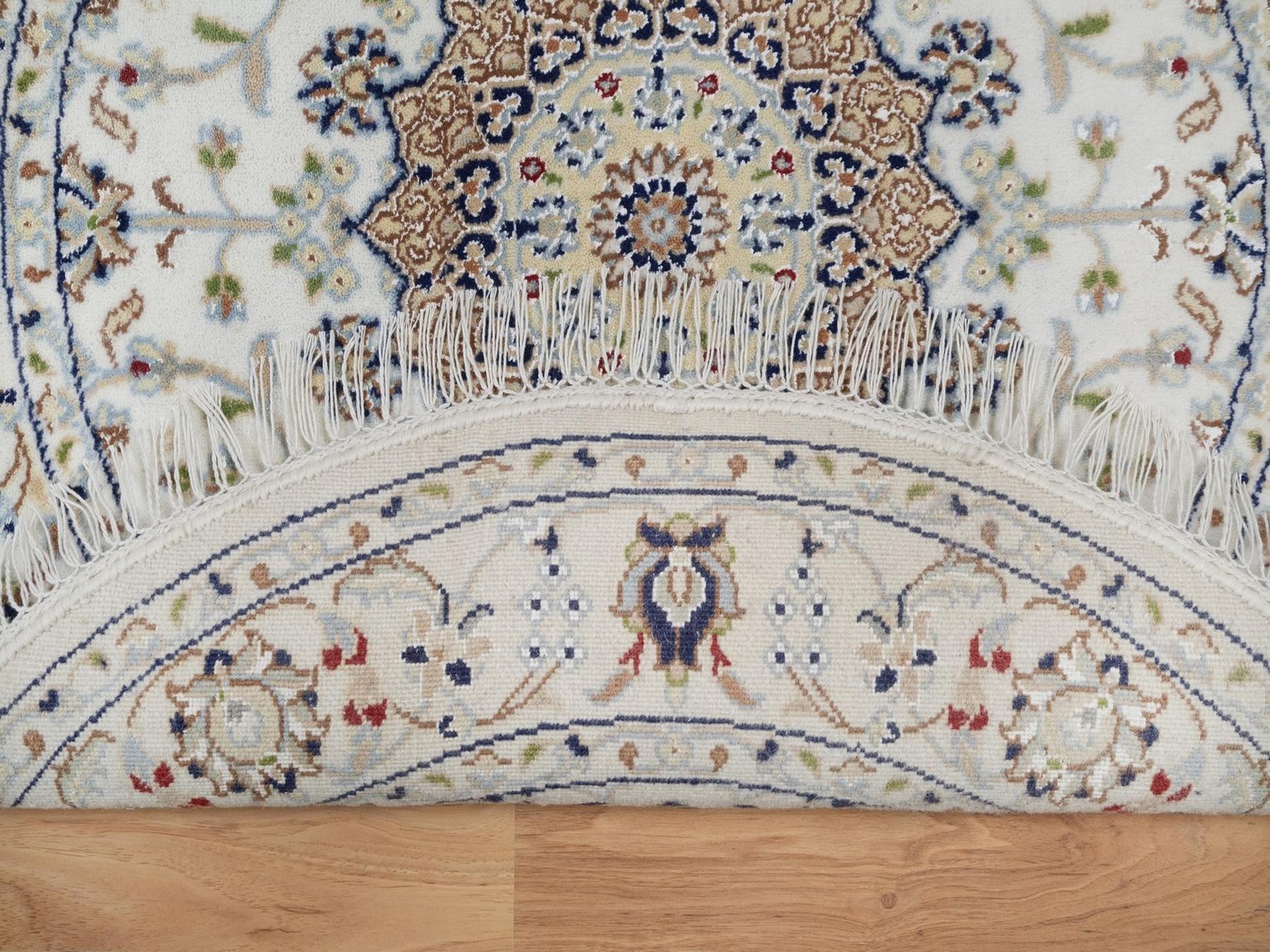 Nain Fine Oriental hand-knotted wool/silk rug in Ivory, 3'2" x 3'2" — SKU O092578 (view 3)