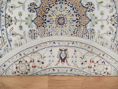Nain Fine Oriental hand-knotted wool/silk rug in Ivory, 3'2" x 3'2" — SKU O092578 (view 3)