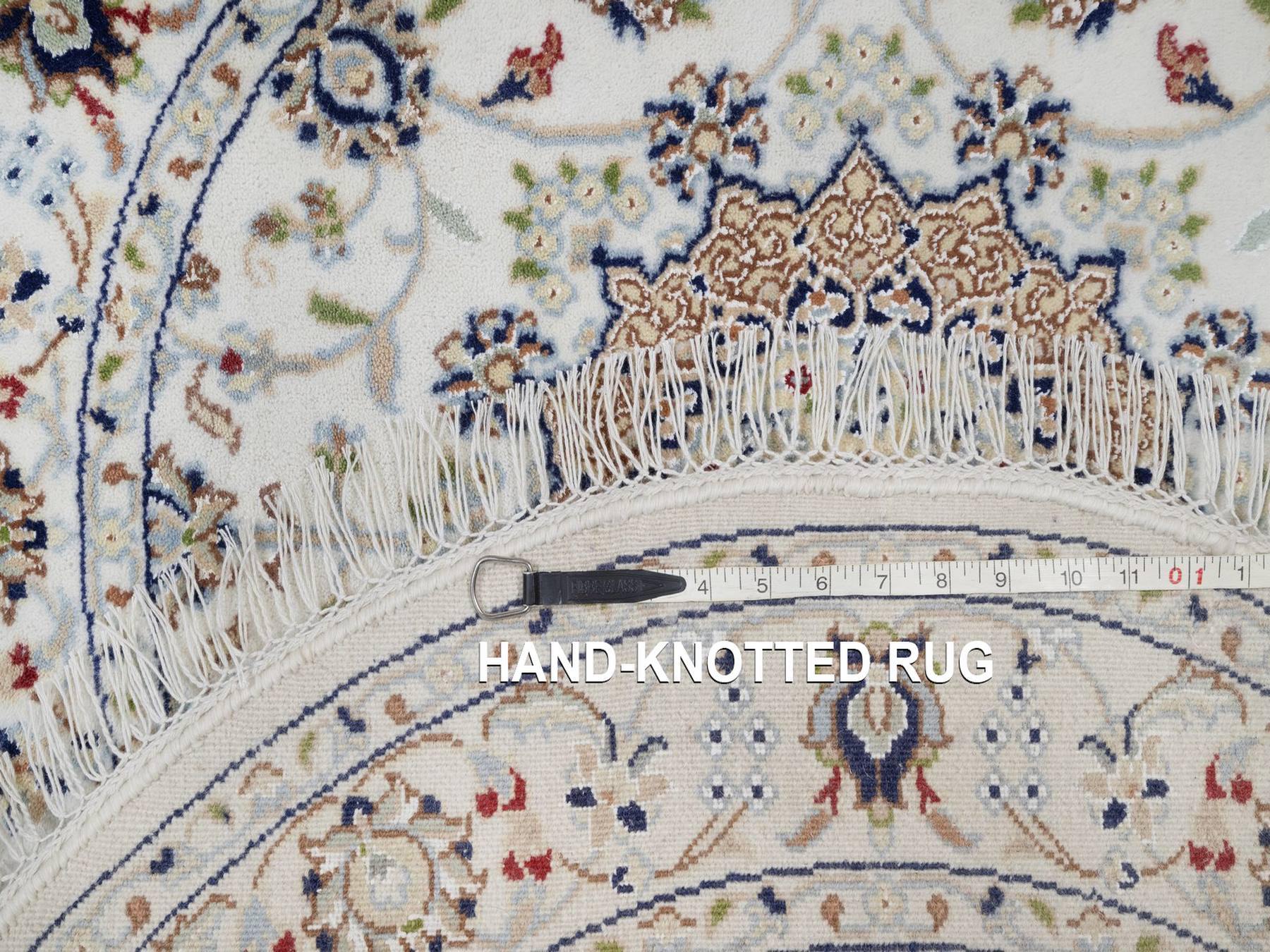 Nain Fine Oriental hand-knotted wool/silk rug in Ivory, 3'2" x 3'2" — SKU O092578 (view 8)