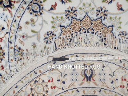 Nain Fine Oriental hand-knotted wool/silk rug in Ivory, 3'2" x 3'2" — SKU O092578 (view 8)