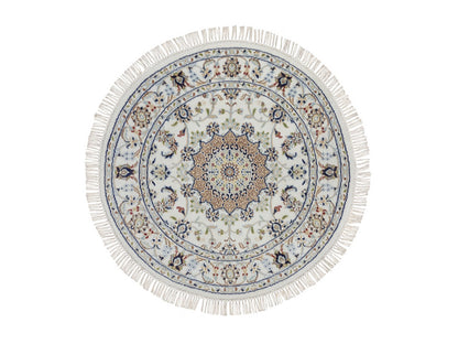 Nain Fine Oriental hand-knotted wool/silk rug in Ivory, 3'2" x 3'2" — SKU O092579