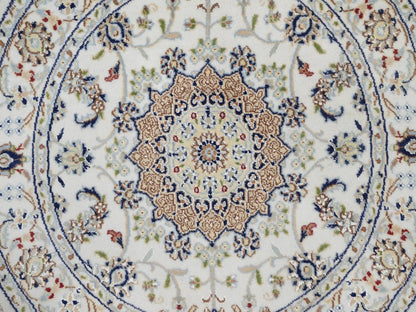 Nain Fine Oriental hand-knotted wool/silk rug in Ivory, 3'2" x 3'2" — SKU O092579 (view 5)