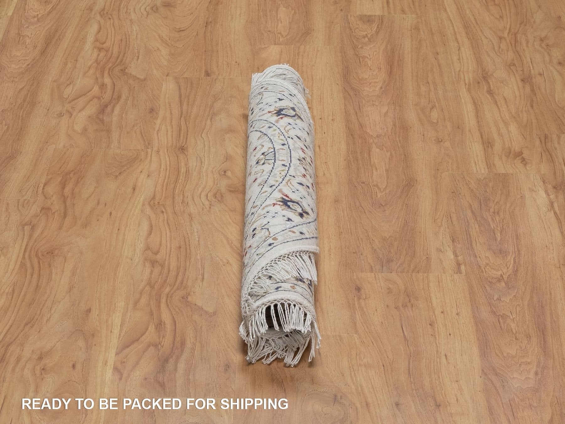 Nain Fine Oriental hand-knotted wool/silk rug in Ivory, 3'2" x 3'2" — SKU O092579 (view 6)