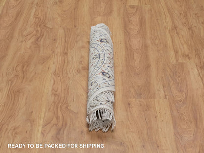 Nain Fine Oriental hand-knotted wool/silk rug in Ivory, 3'2" x 3'2" — SKU O092579 (view 6)
