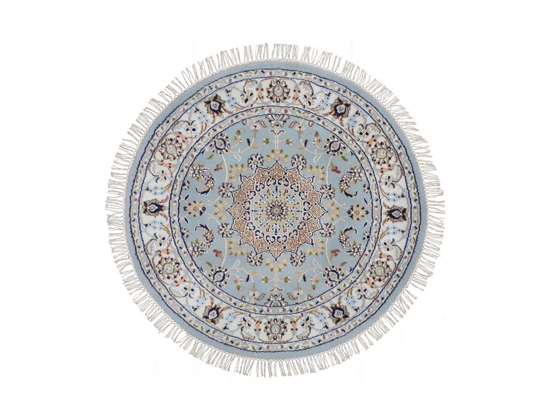 Blue 3'2" x 3'2" Fine Oriental Hand knotted Wool/Silk Rug - Sku: O092580