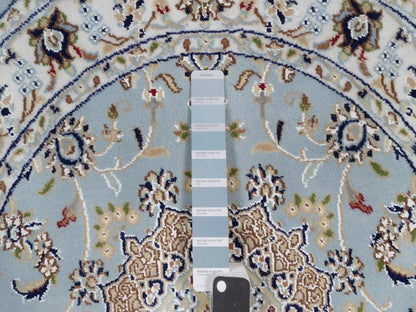 Blue 3'2" x 3'2" Fine Oriental Hand knotted Wool/Silk Rug - Sku: O092580