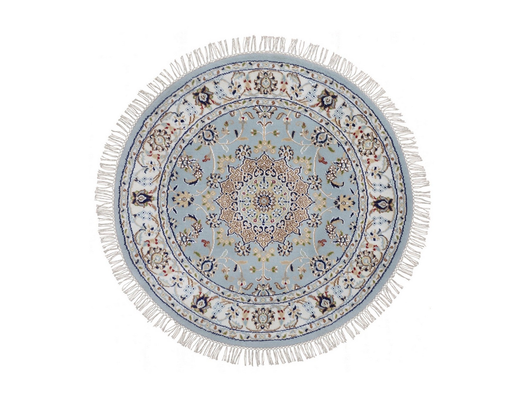 Blue 3'2" x 3'2" Fine Oriental Hand knotted Wool/Silk Rug - Sku: O092581