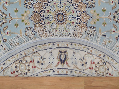 Blue 3'2" x 3'2" Fine Oriental Hand knotted Wool/Silk Rug - Sku: O092581
