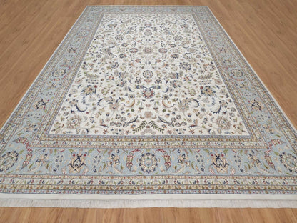 Ivory 11'11" x 15'3" Fine Oriental Hand knotted Wool/Silk Rug - Sku: O092582