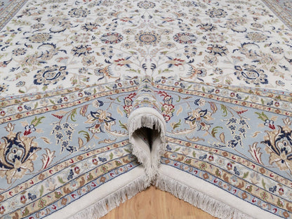 Ivory 11'11" x 15'3" Fine Oriental Hand knotted Wool/Silk Rug - Sku: O092582