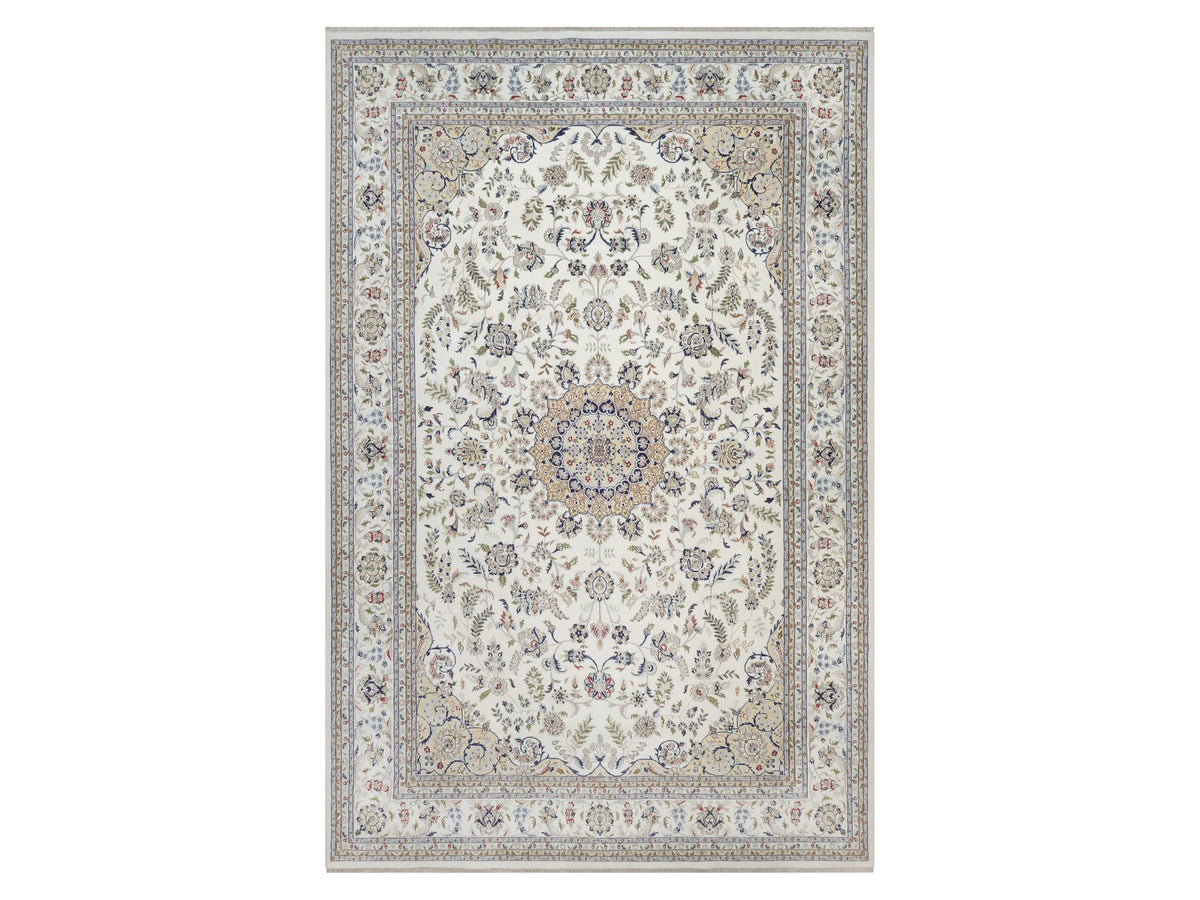 Nain Fine Oriental hand-knotted wool/silk rug in Ivory, 11'8" x 17'9" — SKU O092583