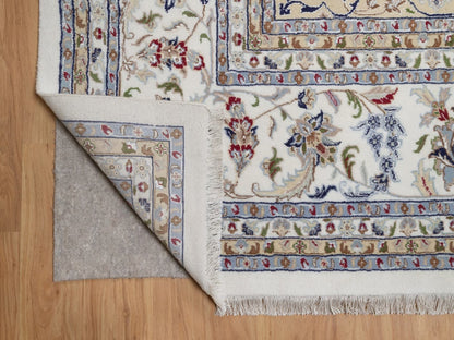 Nain Fine Oriental hand-knotted wool/silk rug in Ivory, 11'8" x 17'9" — SKU O092583 (view 4)