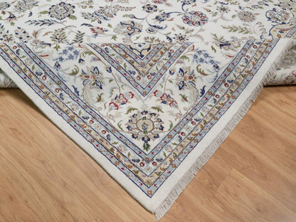 Nain Fine Oriental hand-knotted wool/silk rug in Ivory, 11'8" x 17'9" — SKU O092583 (view 6)