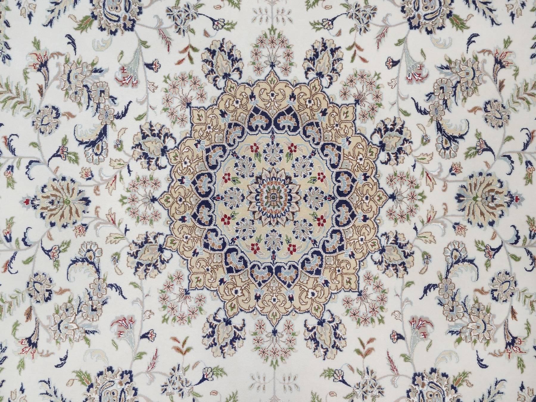 Nain Fine Oriental hand-knotted wool/silk rug in Ivory, 11'8" x 17'9" — SKU O092583 (view 8)