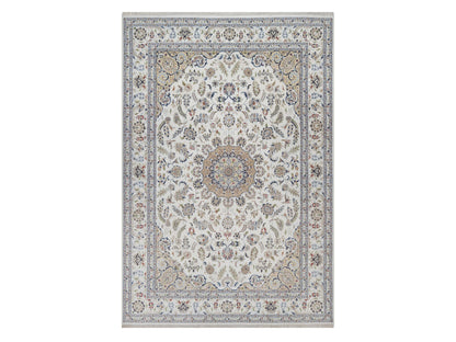 Nain Fine Oriental hand-knotted wool/silk rug in Ivory, 9'7" x 13'11" — SKU O092584