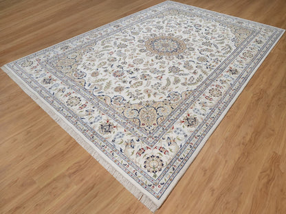 Nain Fine Oriental hand-knotted wool/silk rug in Ivory, 9'7" x 13'11" — SKU O092584 (view 3)