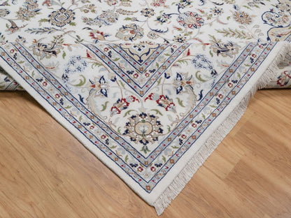 Nain Fine Oriental hand-knotted wool/silk rug in Ivory, 9'7" x 13'11" — SKU O092584 (view 6)