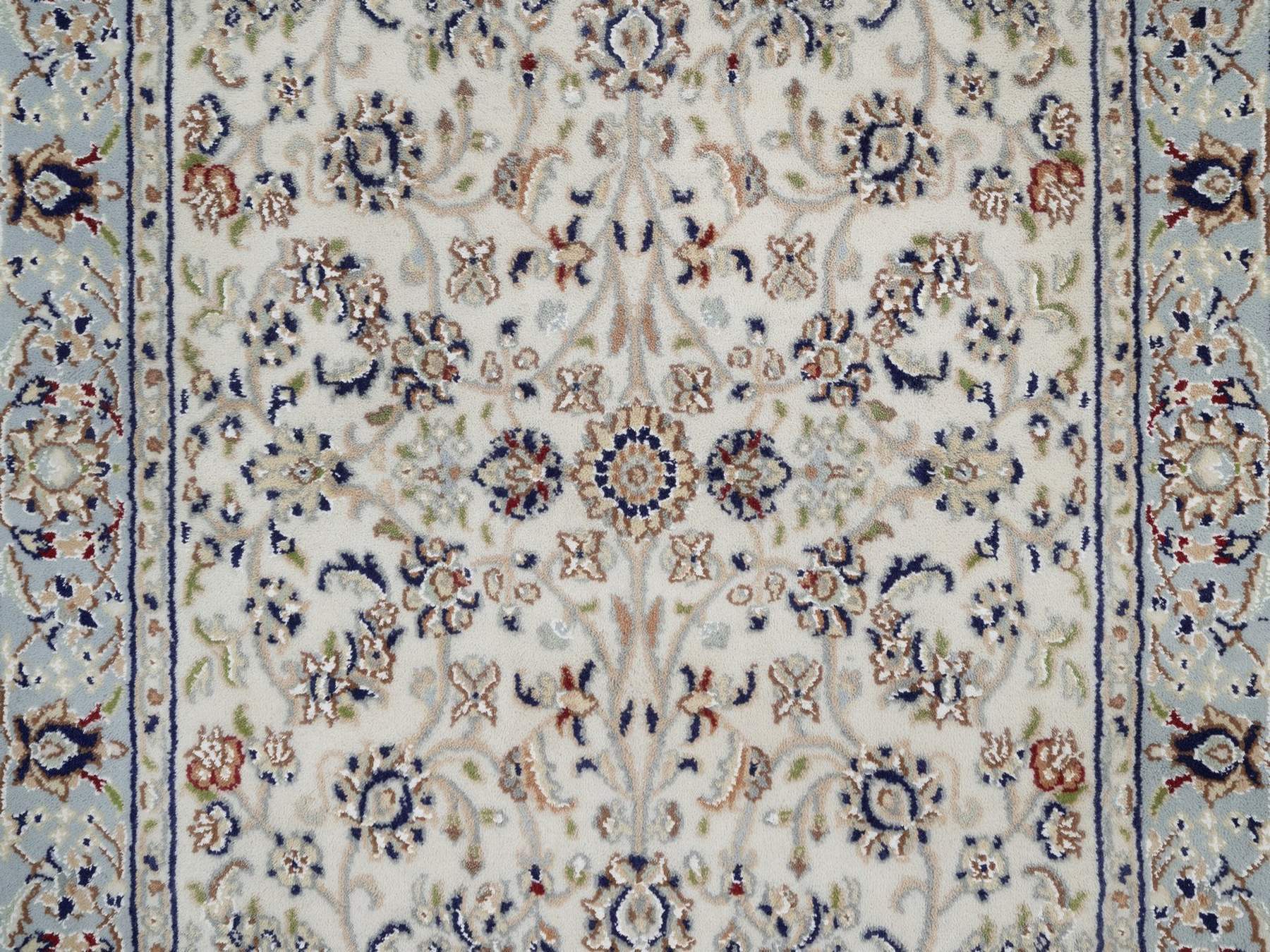 Nain Fine Oriental hand-knotted wool/silk rug in Ivory & Light Blue, 3'2" x 5'2" — SKU O092587 (view 5)