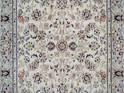 Nain Fine Oriental hand-knotted wool/silk rug in Ivory & Light Blue, 3'2" x 5'2" — SKU O092587 (view 5)