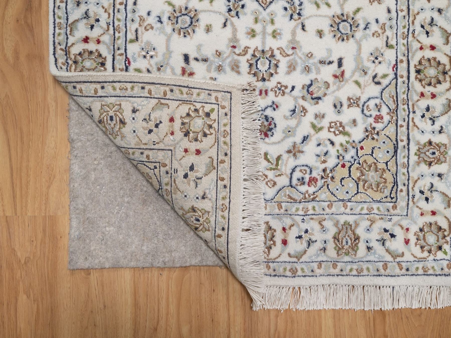 Nain Fine Oriental hand-knotted wool/silk runner in Ivory, 2'9" x 22'5" — SKU O092589 (view 3)