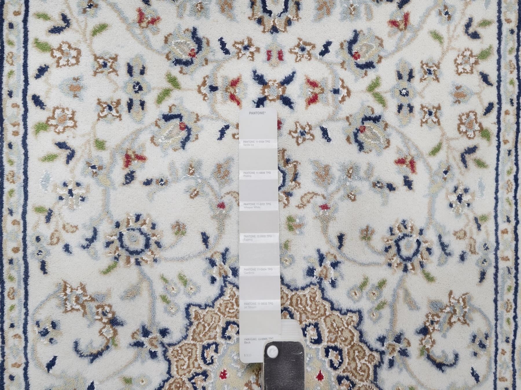 Nain Fine Oriental hand-knotted wool/silk runner in Ivory, 2'9" x 22'5" — SKU O092589 (view 4)