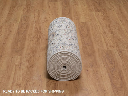 Ivory 2'9" x 22'5" Fine Oriental Hand knotted Wool/Silk Rug - Sku: O092589