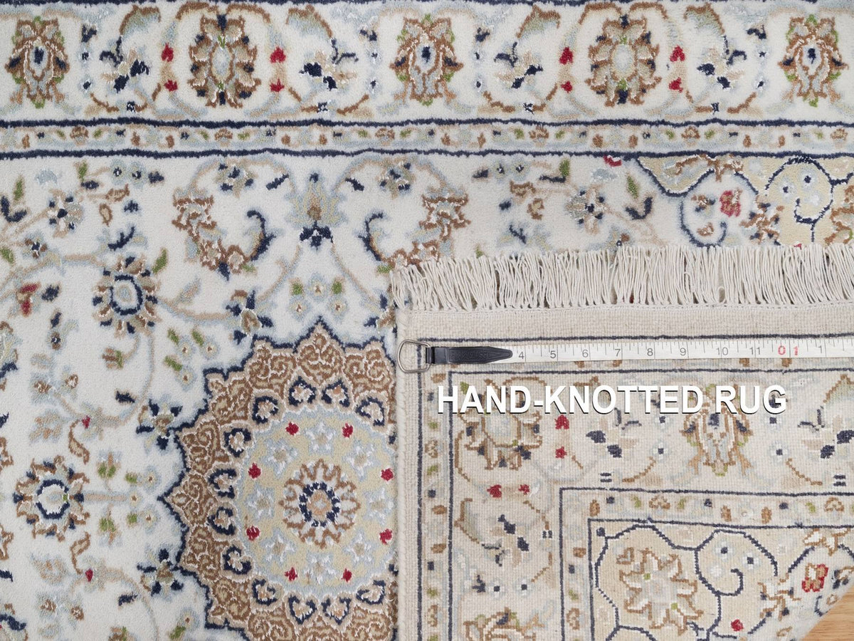 Nain Fine Oriental hand-knotted wool/silk runner in Ivory, 2'9" x 22'5" — SKU O092589 (view 8)