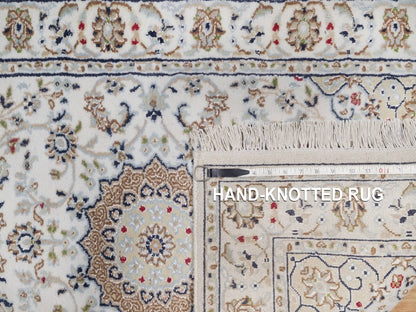 Nain Fine Oriental hand-knotted wool/silk runner in Ivory, 2'9" x 22'5" — SKU O092589 (view 8)