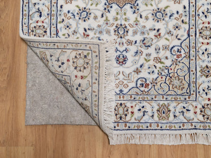 Nain Fine Oriental hand-knotted wool/silk runner in Ivory, 2'9" x 20'2" — SKU O092590 (view 3)