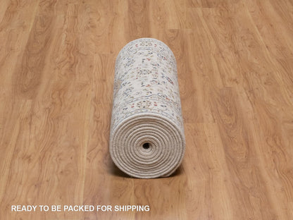 Nain Fine Oriental hand-knotted wool/silk runner in Ivory, 2'9" x 20'2" — SKU O092590 (view 6)