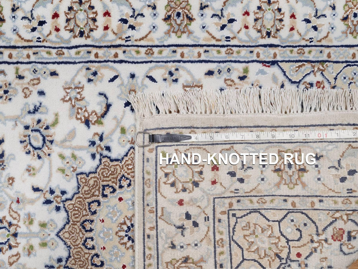 Nain Fine Oriental hand-knotted wool/silk runner in Ivory, 2'9" x 20'2" — SKU O092590 (view 8)