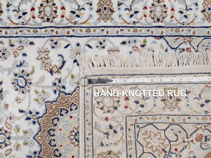 Nain Fine Oriental hand-knotted wool/silk runner in Ivory, 2'9" x 20'2" — SKU O092590 (view 8)