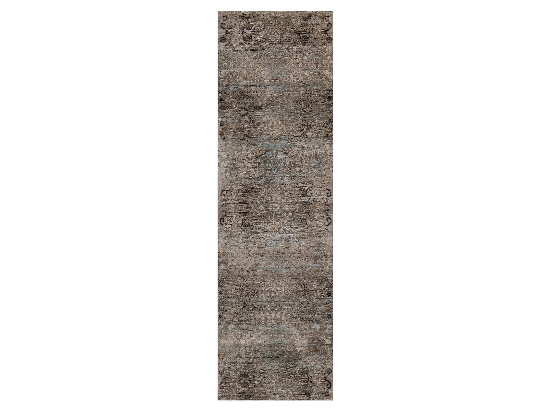 Brown 2'5" x 8'4" Transitional Hand knotted Wool/Silk Rug - Sku: O092591