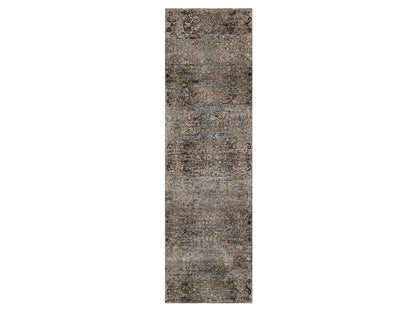 Brown 2'5" x 8'4" Transitional Hand knotted Wool/Silk Rug - Sku: O092591