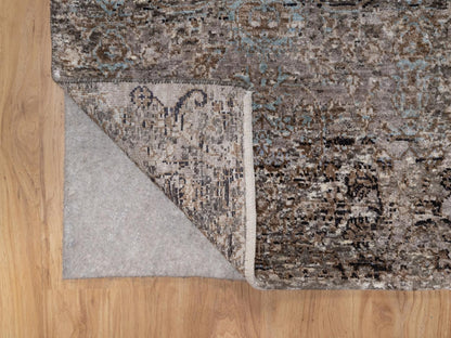Brown 2'5" x 8'4" Transitional Hand knotted Wool/Silk Rug - Sku: O092591