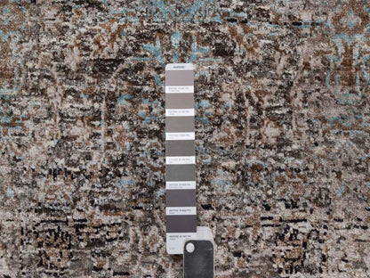 Brown 2'5" x 8'4" Transitional Hand knotted Wool/Silk Rug - Sku: O092591