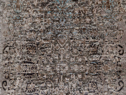 Transitional hand-knotted wool/silk runner in Brown, 2'5" x 8'4" — SKU O092591 (view 5)