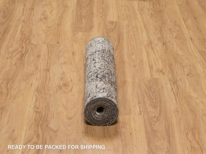 Brown 2'5" x 8'4" Transitional Hand knotted Wool/Silk Rug - Sku: O092591