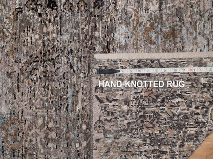 Brown 2'5" x 8'4" Transitional Hand knotted Wool/Silk Rug - Sku: O092591
