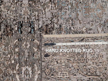 Brown 3'0" x 5'0" Transitional Hand knotted Wool/Silk Rug - Sku: O092592