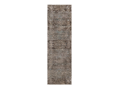 Brown 2'6" x 8'4" Transitional Hand knotted Wool/Silk Rug - Sku: O092593