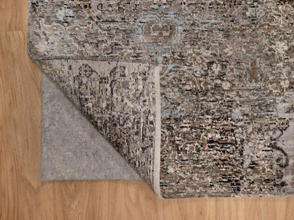 Brown 2'6" x 8'4" Transitional Hand knotted Wool/Silk Rug - Sku: O092593