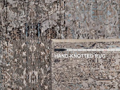 Brown 3'0" x 5'0" Transitional Hand knotted Wool/Silk Rug - Sku: O092594