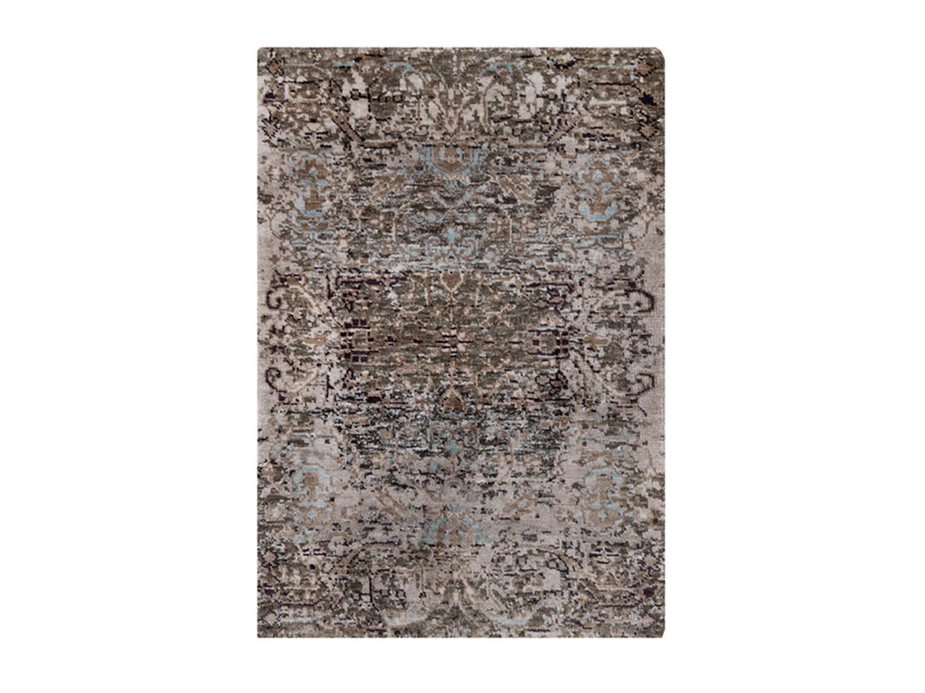 Brown 2'1" x 3'0" Transitional Hand knotted Wool/Silk Rug - Sku: O092595